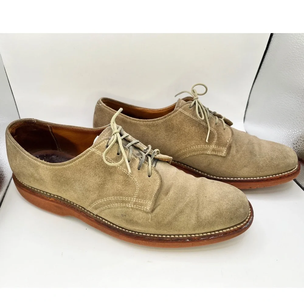 LL‎ Bean Mens Oxford Lace Up Suede Tan Leather Sole Dress Shoes Size 8.5 B